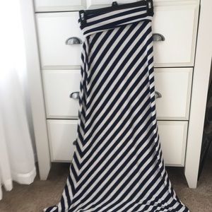 Navy Strip Maxi Skirt